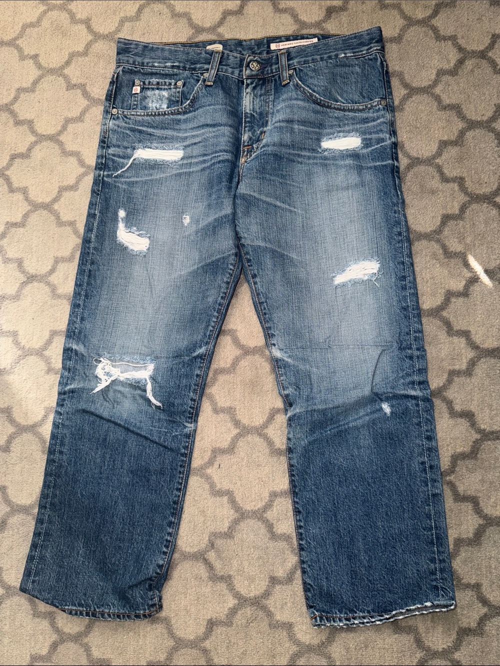Ag Adriano Goldschmied Women's Distressed “Ex- Boyfriend Crop Jeans